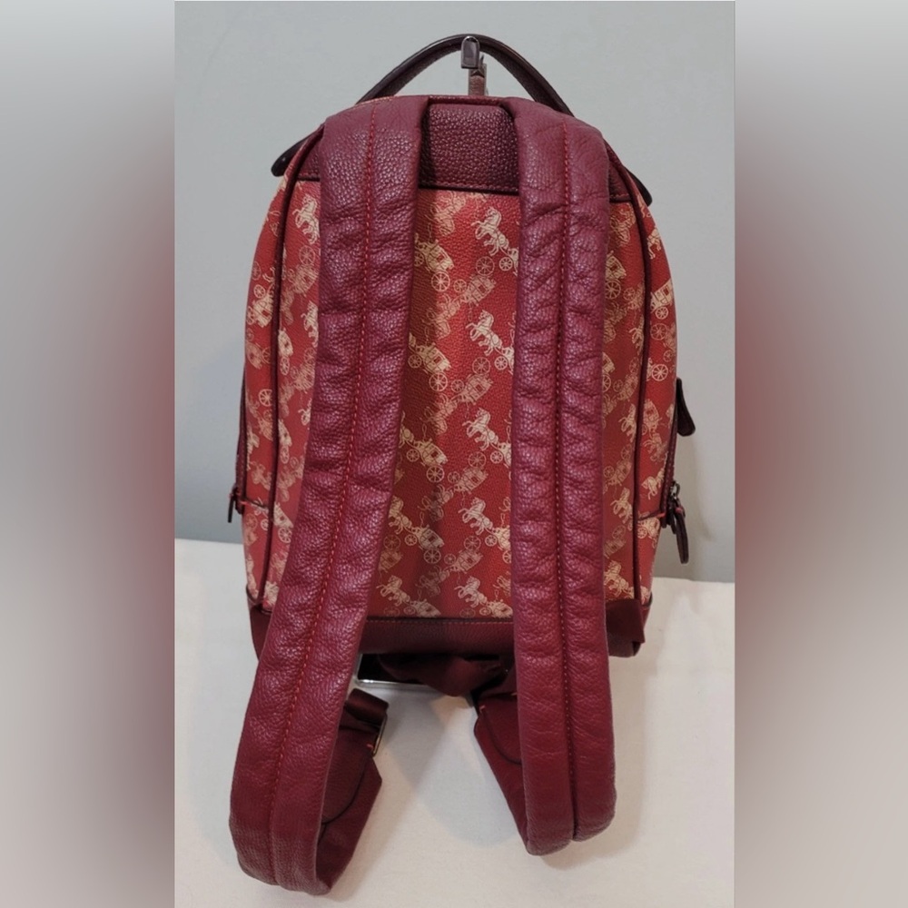 Coach New Year Barrow Varsity Stripe Backpack Red Coated Canvas Leather Trim - Picture 3 of 16